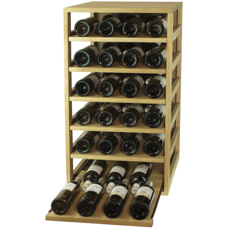 RUSTIC BOTTLE RACK FOR 42 BOTTLES WITH 6 REMOVABLE DRAWERS