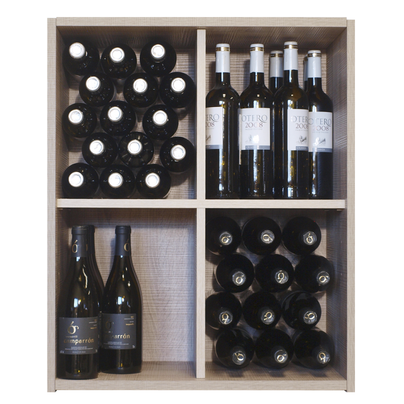 CONFIGURABLE BOTTLE RACK FOR 60 BOTTLES WITH 4 COMPARTMENTS