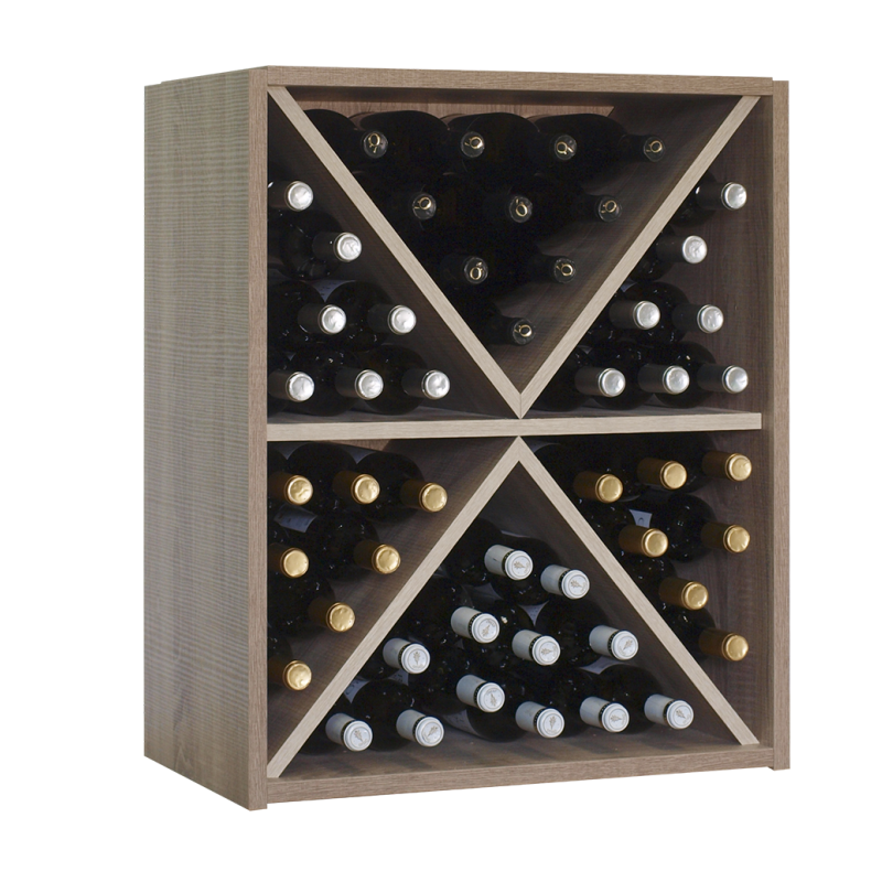 CONFIGURABLE BOTTLE RACK FOR 48 BOTTLES WITH 6 TRIANGULAR COMPARTMENTS
