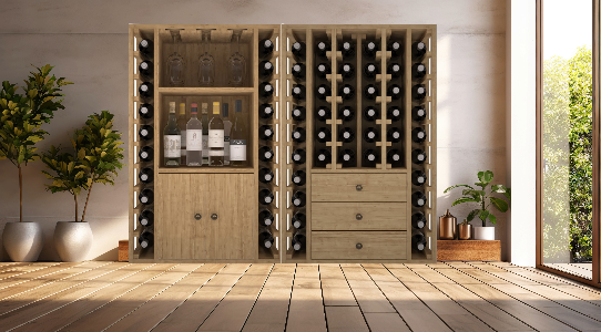 Wine Racks to Store Bottles in the Living Room and Kitchen with Cabinets or Drawers